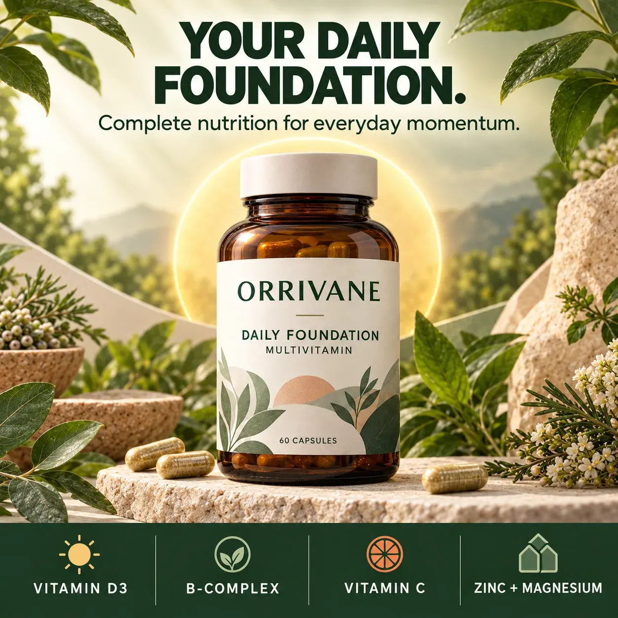 Orrivane Daily Foundation multivitamin advertisement